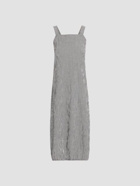 EILEEN FISHER Women's Crinkled Check Lantern Midi Dress - Black White