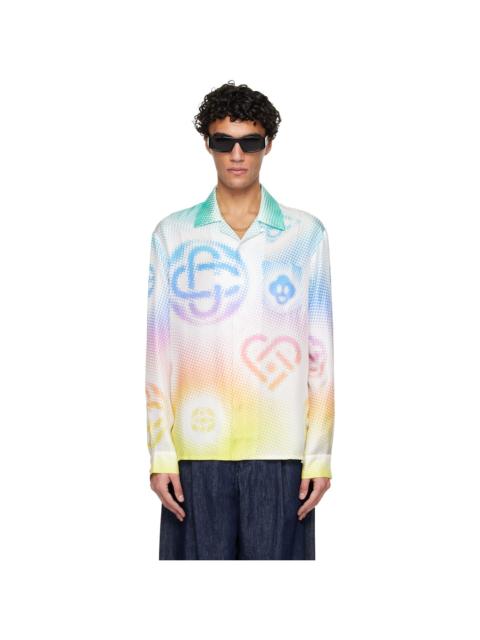 Mutlicolor Halftone Logo Long Sleeve Silk Shirt
