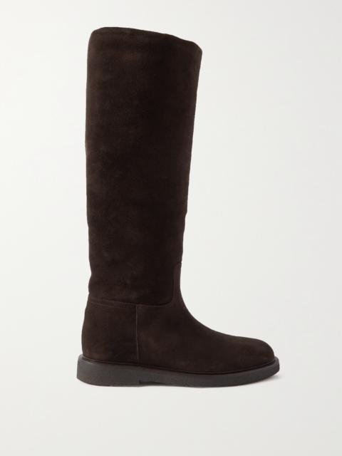 LEGRES Shearling-lined Suede Knee Boots