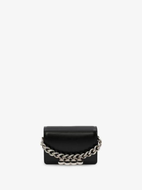 Alexander McQueen The Four Ring Mini With Chain in Black