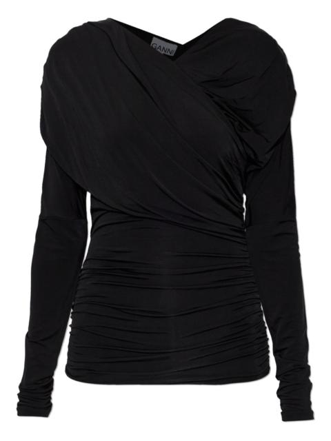 GANNI draped long-sleeve top