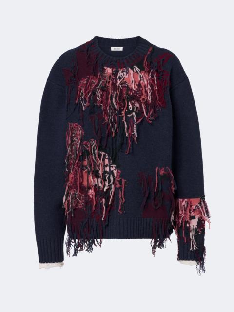 Erdem Fringed intarsia wool sweater