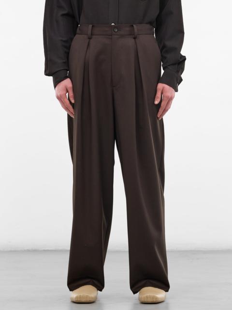 ssstein Khaki Pleated Wool Wide Trousers