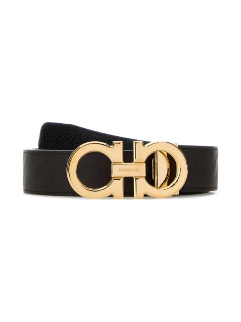 FERRAGAMO Dark Brown Leather Reversible Belt