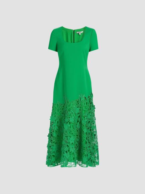 BADGLEY MISCHKA Women's Crepe Guipure Lace Cocktail Dress - Emerald