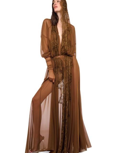NORMA KAMALI FLARED OPEN SKIRT TO FLOOR WITH LACE