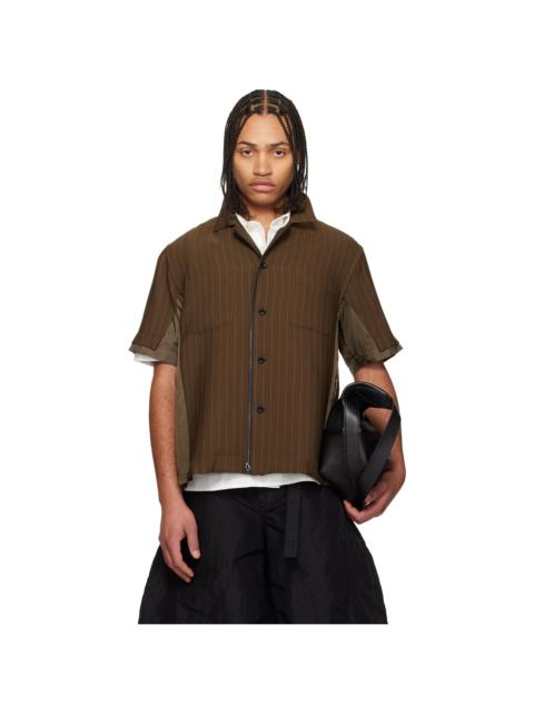 sacai Brown Matelasse Twill Shirt