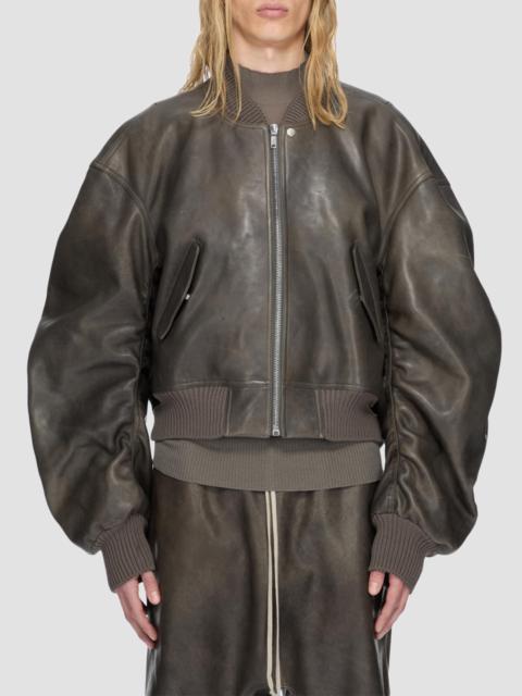 Rick Owens Men's Secchia Flight Leather Bomber Jacket - Washed Black