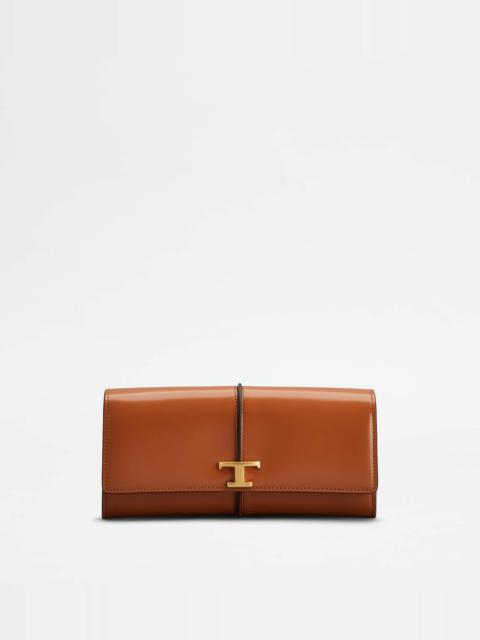 T TIMELESS WALLET IN LEATHER - BROWN
