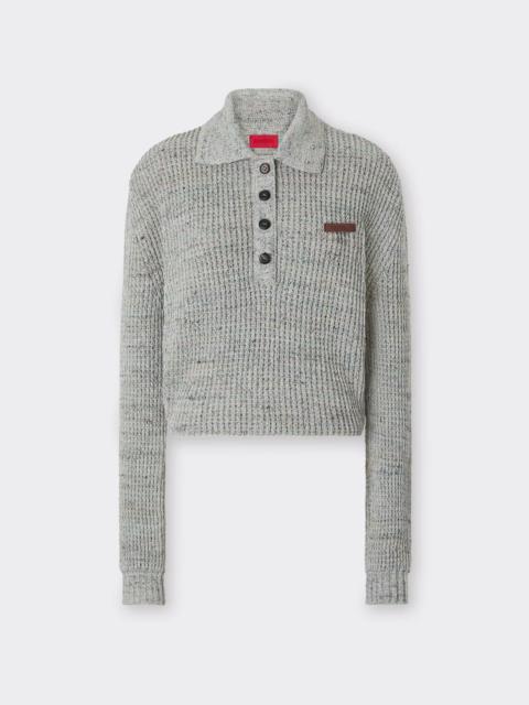 Ferrari Long-sleeved Denim-effect Polo Shirt