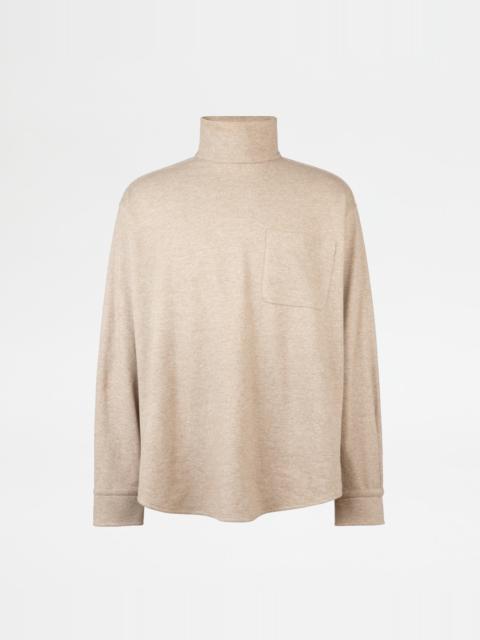 Tod's SILK BLEND TURTLENECK - BEIGE