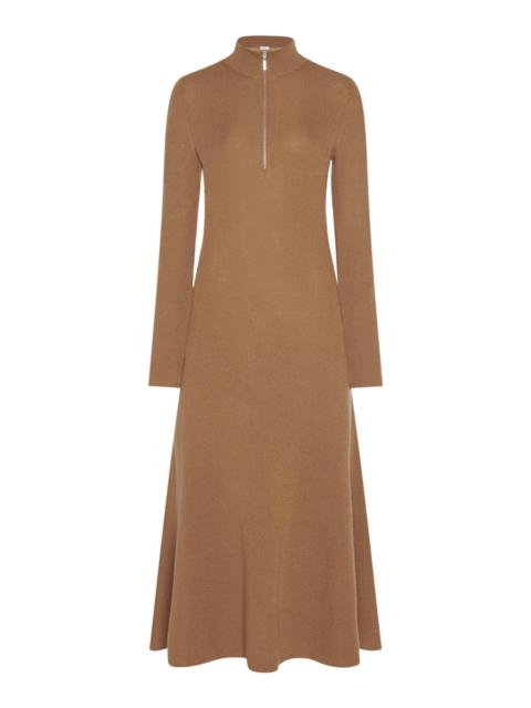 ROSETTA GETTY Zipped Merino Wool Midi Dress brown