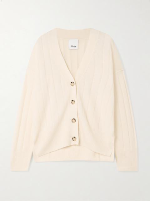 Allude Ribbed Cashmere And Silk-blend Cardigan