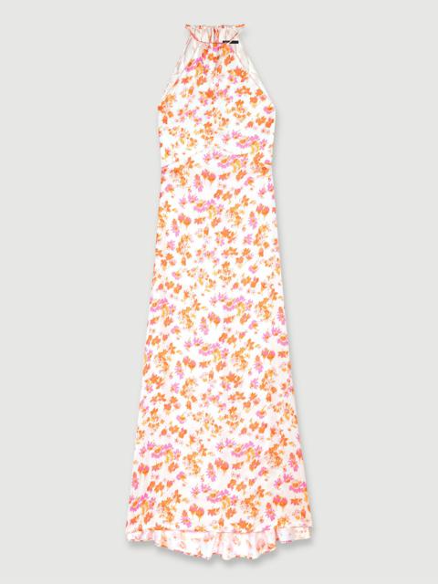 Floral satin-effect maxi dress