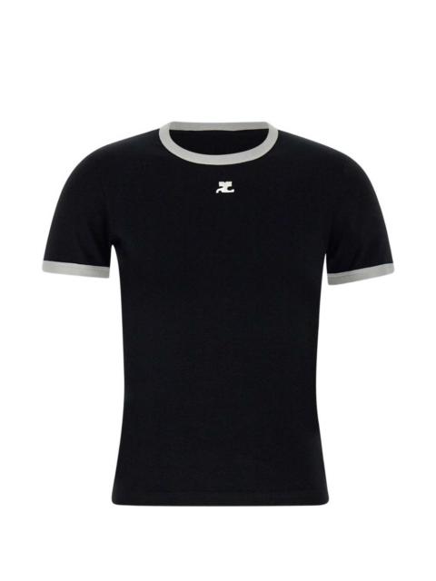 courrèges contrast-trim logo T-shirt