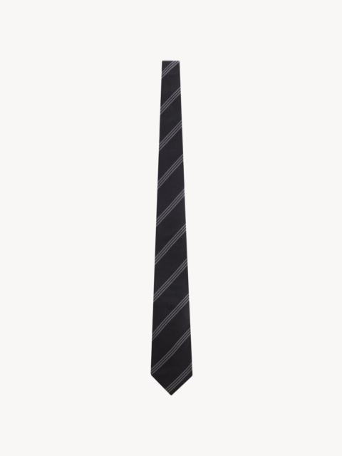 SAINT LAURENT WIDE TIE IN STRIPED SILK SATIN