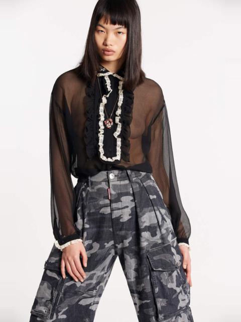 DSQUARED2 SILKY LACE TRIMMED SHIRT