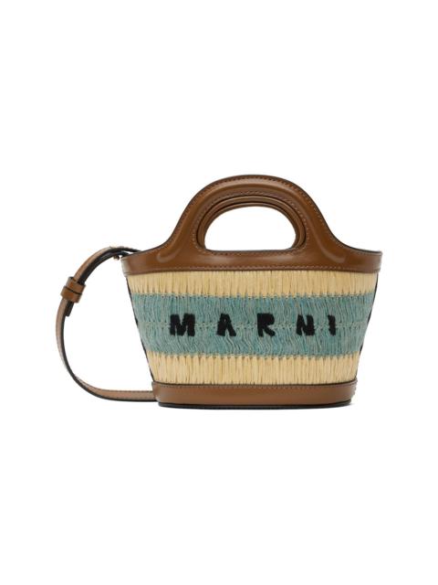 Marni Tan & Blue Raffia-Effect Tropicalia Micro Tote
