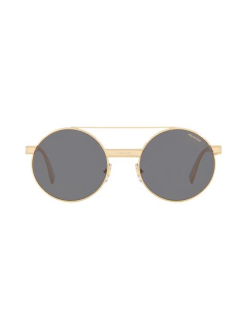 Versace 52mm Polarized Round Sunglasses in Gold/Grey at Nordstrom