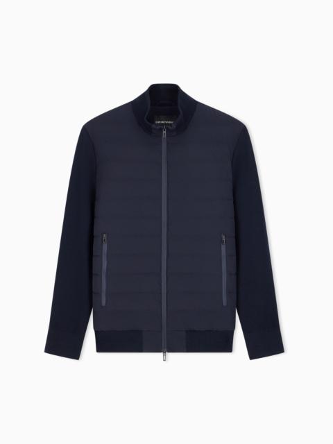 EMPORIO ARMANI STRETCH NYLON DOWN JACKET WITH KNIT SLEEVES TRAVEL ESSENTIAL