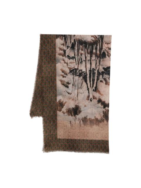 EUCLIDES fringed patterned scarf