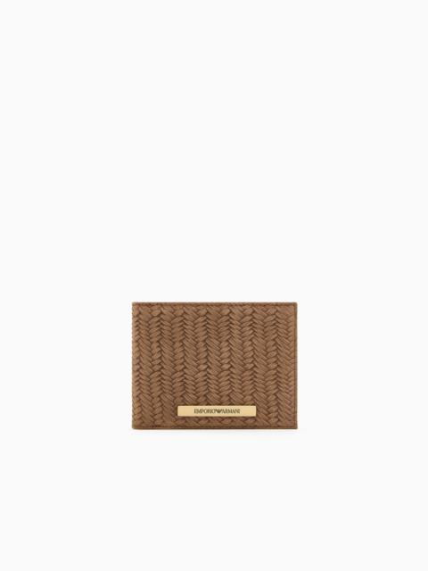 EMPORIO ARMANI EMBOSSED SUEDE BIFOLD WALLET