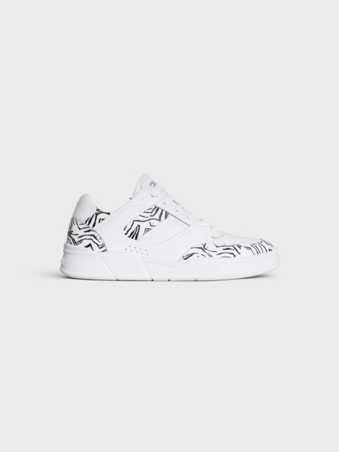 CELINE CT-07 CELINE TRAINER LOW LACE-UP SNEAKER in CALFSKIN & ZEBRA STAMPED CALFSKIN