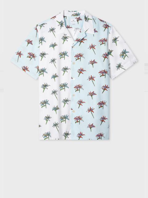 Paul Smith White And Blue 'Edelweiss' Print Short-Sleeve Shirt