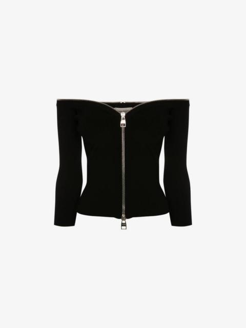Alexander McQueen Zip Knit Jumper in Black