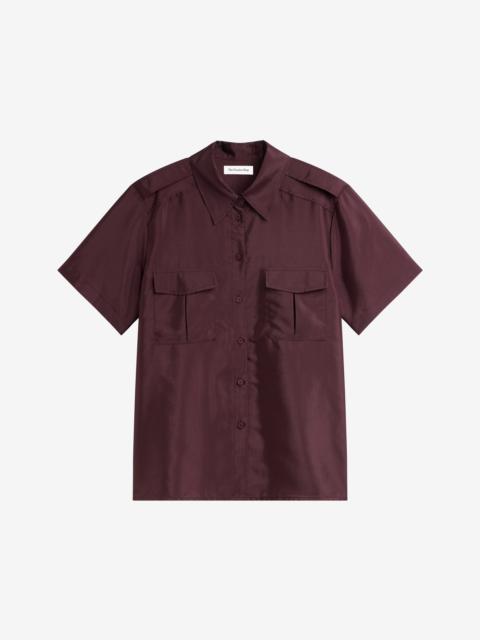 The Frankie Shop Aduna Satin Utility Shirt - Burgundy