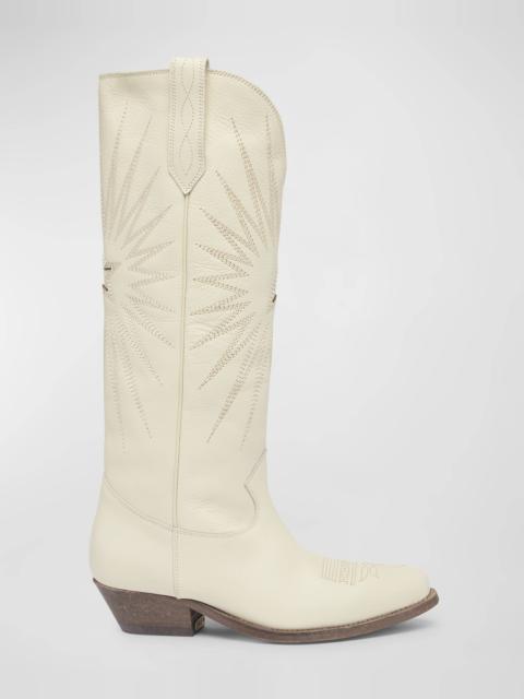 Wish Star Knee Leather Cowboy Boots