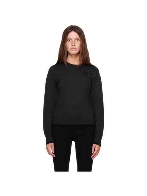 GANNI Black Crewneck Wool Sweater