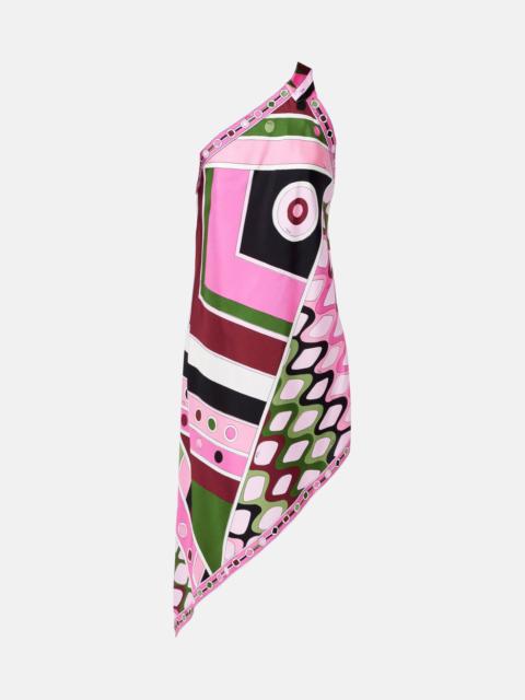 PUCCI Printed asymmetric silk satin minidress