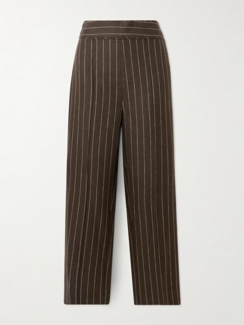 POSSE Thea Pleated Pinstriped Linen-twill Straight-leg Pants