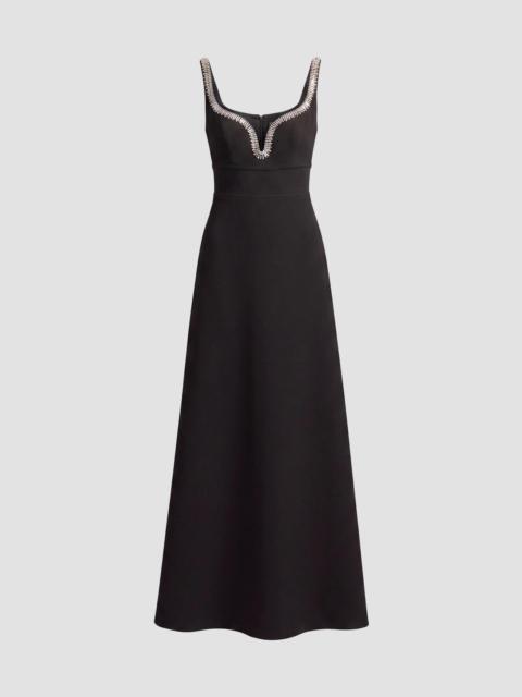 MAC DUGGAL Women's Crepe Rhinestone-Trim Sleeveless Gown - Black