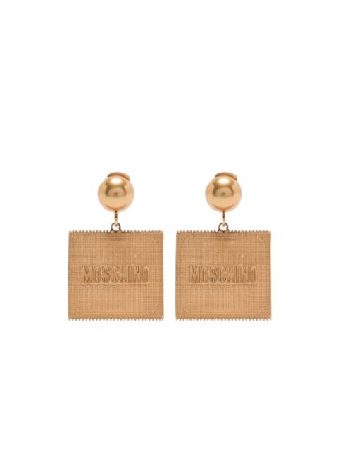Moschino logo-embossed clip-on earrings