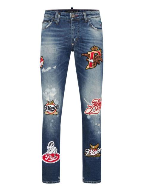 PHILIPP PLEIN patch distressed jeans