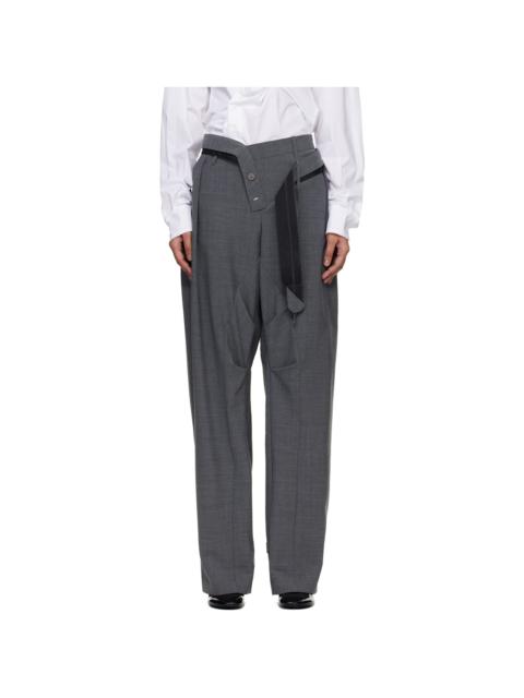 OTTOLINGER Gray Strapped Baggy Suit Trousers