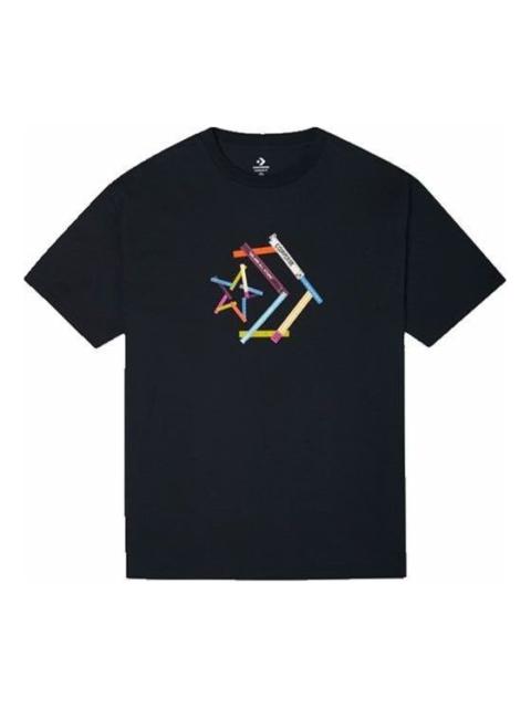 Converse Star Chevron Printing Sports Round Neck Short Sleeve T-Shirt 'Black' 10022774-A02