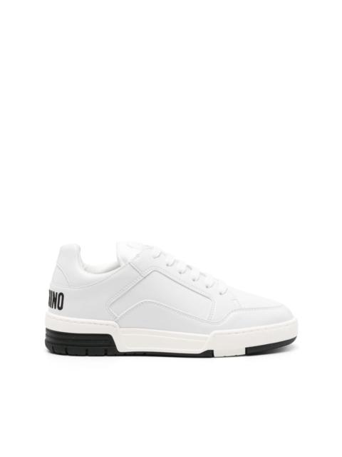 logo-embroidered leather sneakers