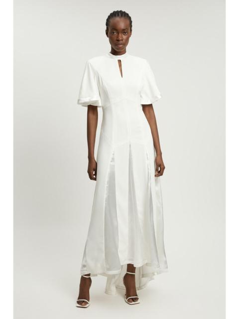 KAREN MILLEN Satin Contrast Detail Woven Midi Dress