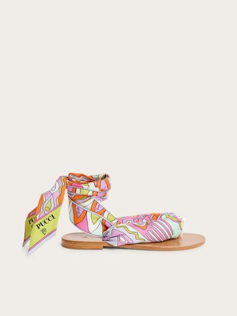 PUCCI MULTICOLOR SCARF SANDALS