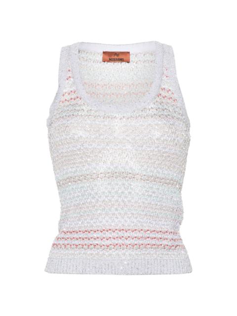crochet-knit sequined tank top