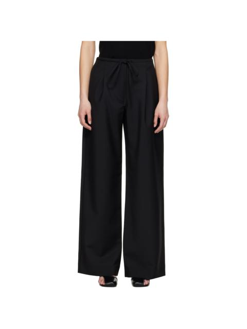 Black Relaxed Drawstring Trousers