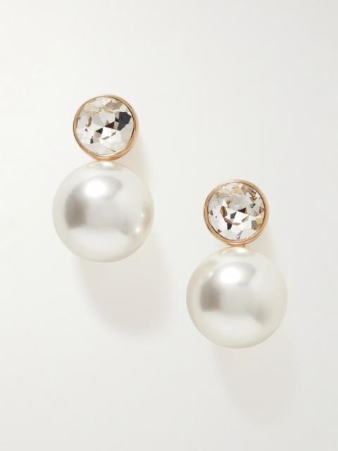 CAROLINA HERRERA Gold-tone, faux pearl and crystal earrings Off-white