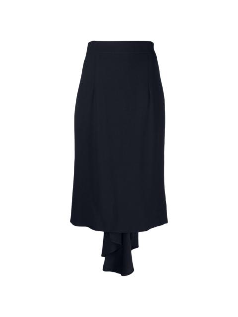 pleated asymmetric midi skirt
