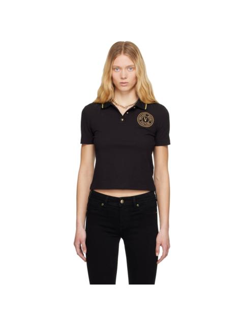 VERSACE JEANS COUTURE Black Embroidered Logo Polo