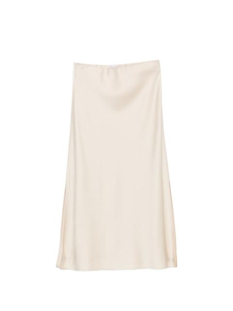 Brunello Cucinelli satin-finish side-slit midi skirt
