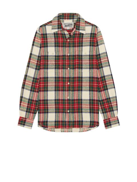 Schott Plaid Cotton Flannel Shirt