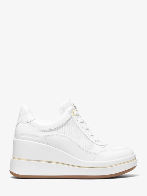 MICHAEL KORS Emmy Leather and Mesh Wedge Trainer